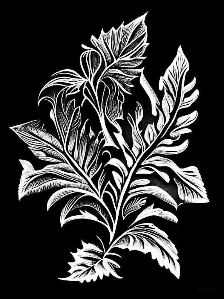 Skullcap Leaf Linocut