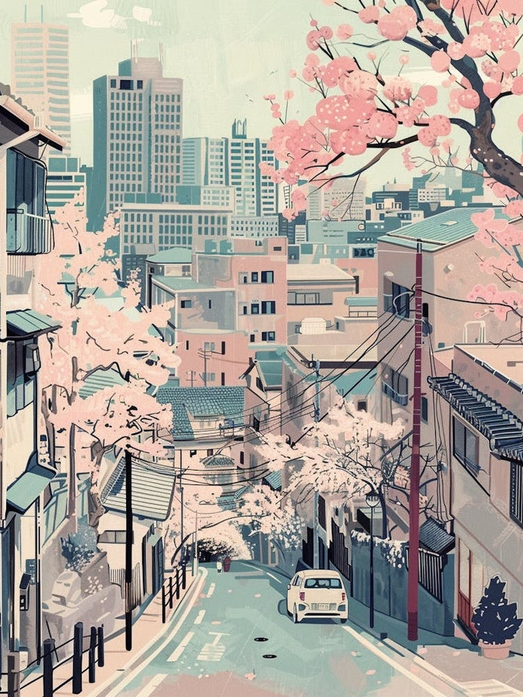 Tokyo Japan 4 Retro Illustration
