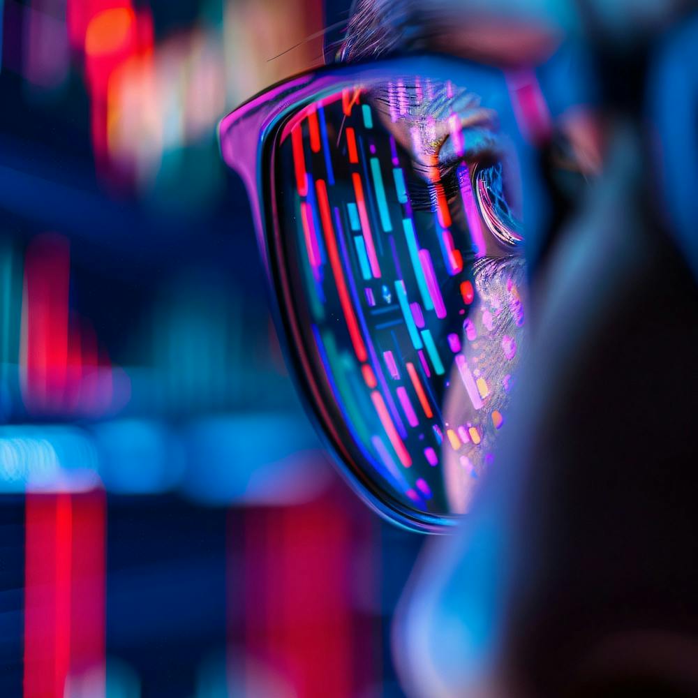 Man In Glasses Looking At Stock Charts