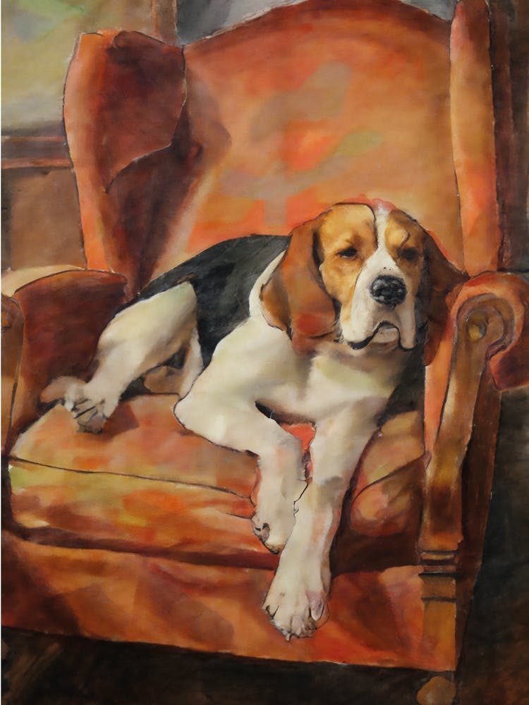 Vintage Beagle auf Stuhl Kunst