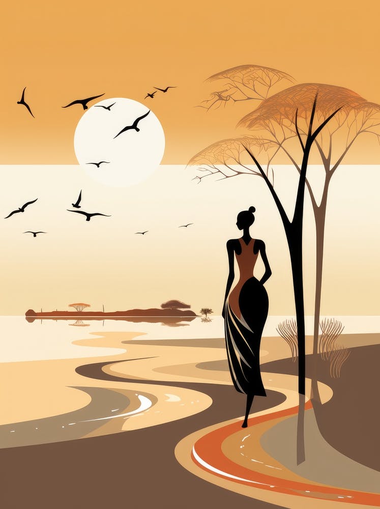 African Woman At Sunset 3