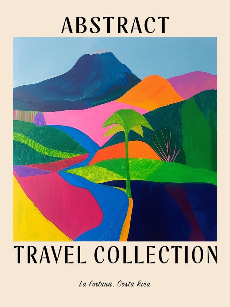 Abstract Travel Collection Poster La Fortuna Costa Rica 1
