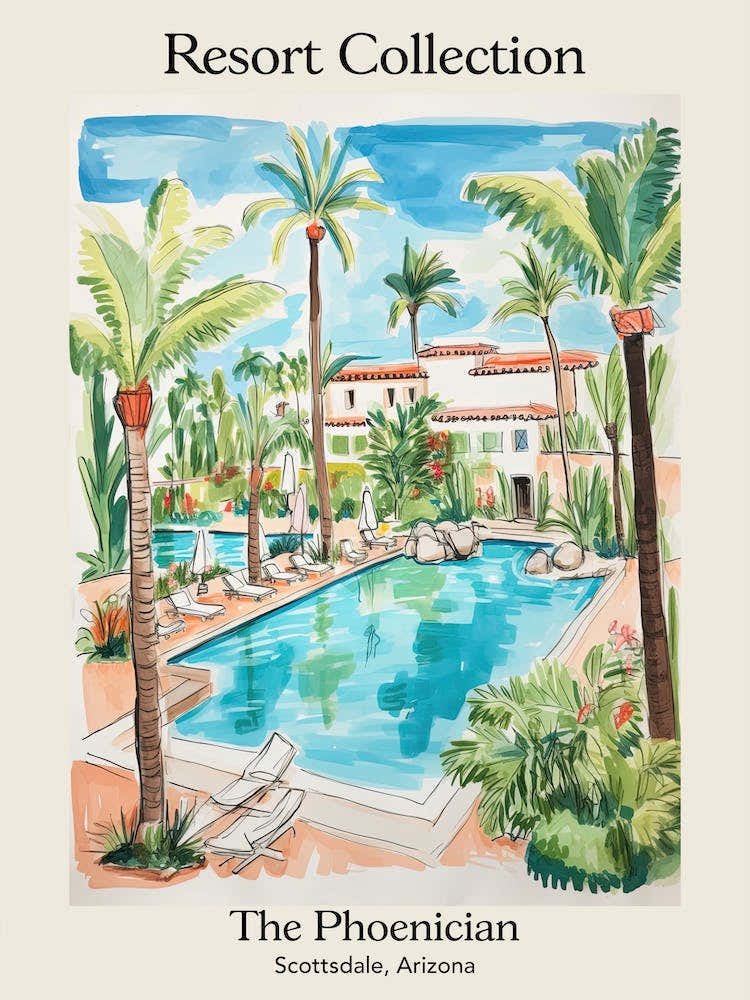 Poster Of The Phoenician   Scottsdale, Arizona   Resort Collection Storybook Illustration 4