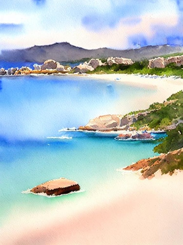 Cala Goloritzé, Sardinia, Italy Watercolour