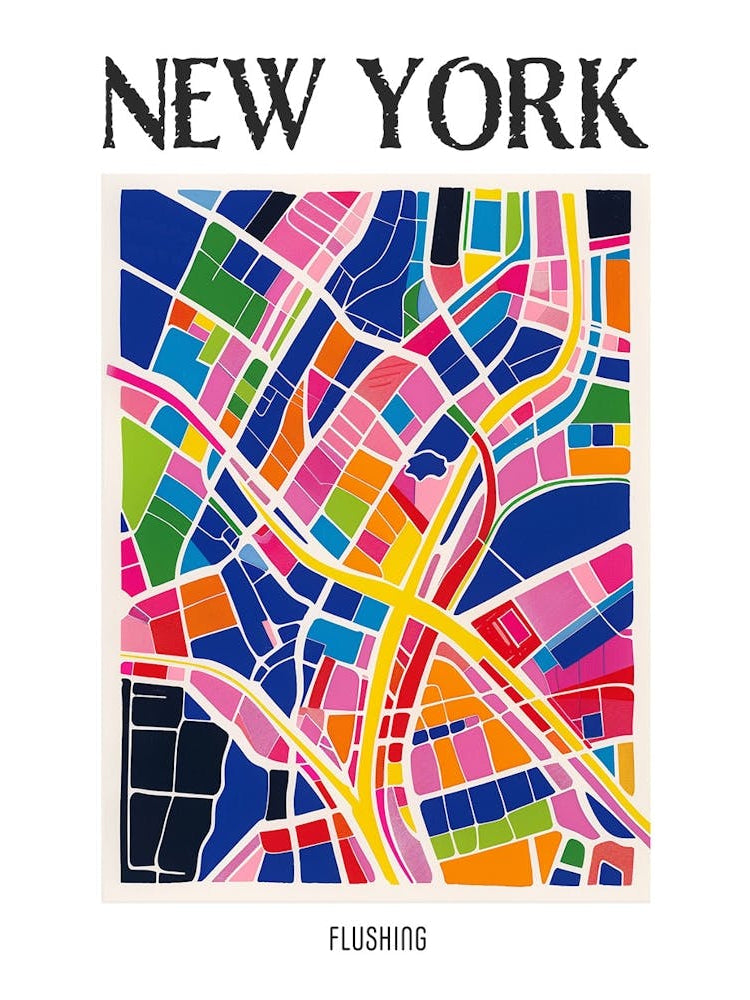 Flushing New York Colourful Silkscreen Illustration 3 Poster
