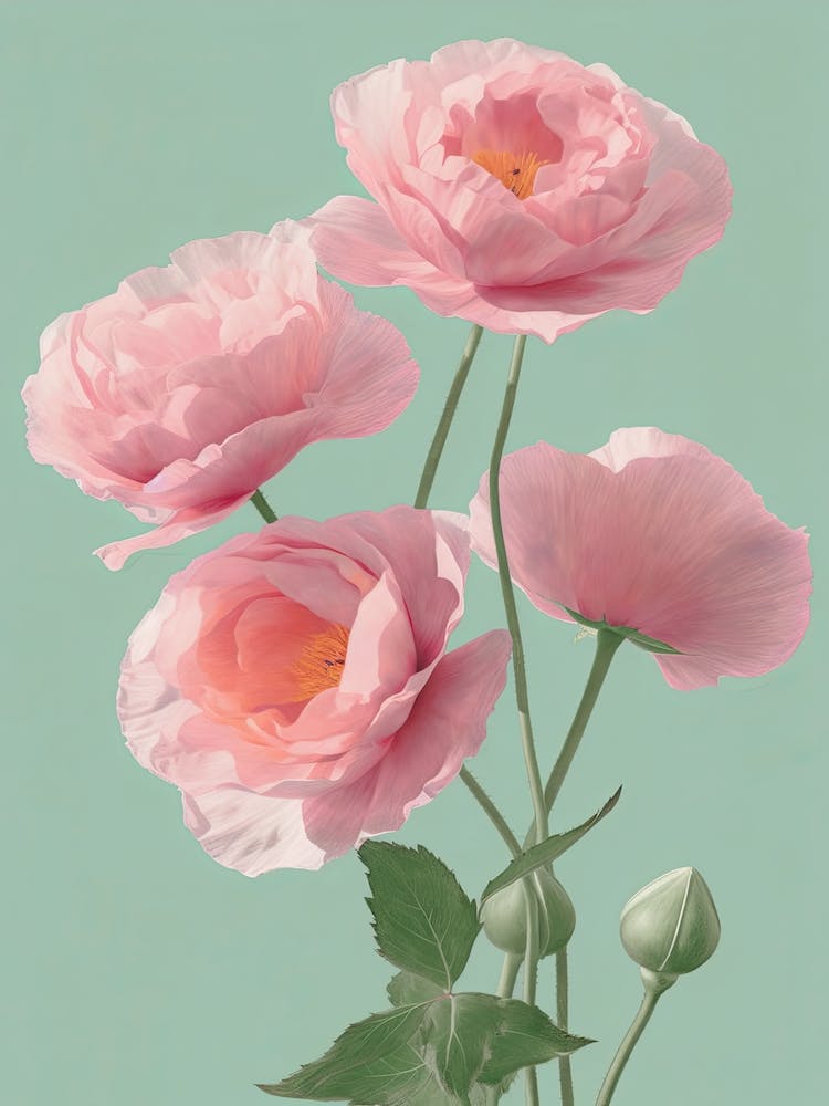 Pink Roses Flowers Acrylic Painting In Pastel Colours 2