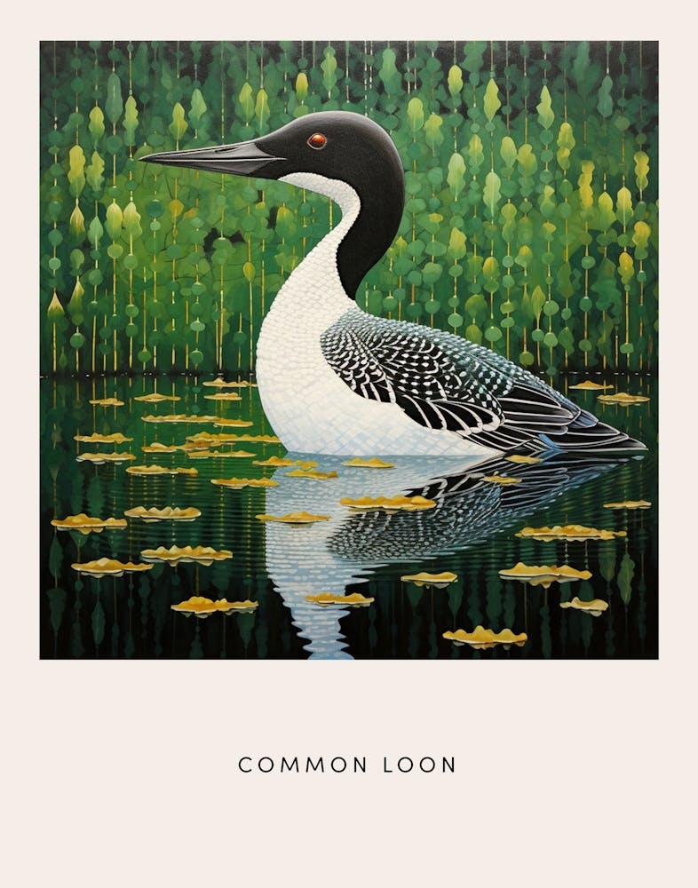 Ohara Koson Inspired Bird Painting Common Loon 4 Poster