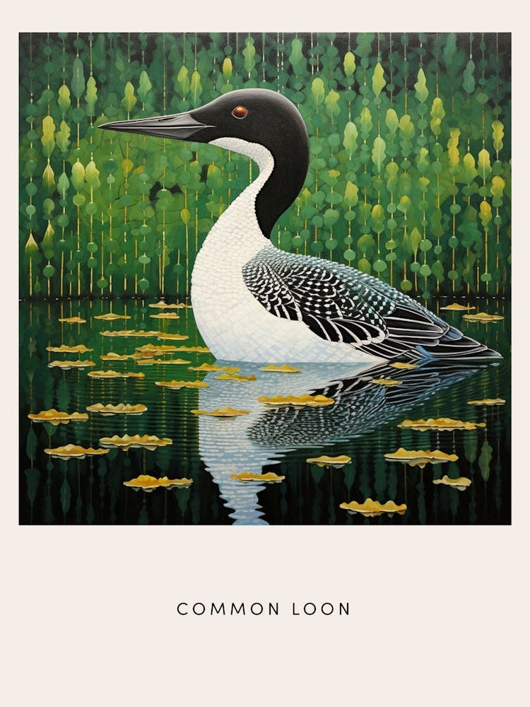 Ohara Koson Inspired Bird Painting Common Loon 4 Poster