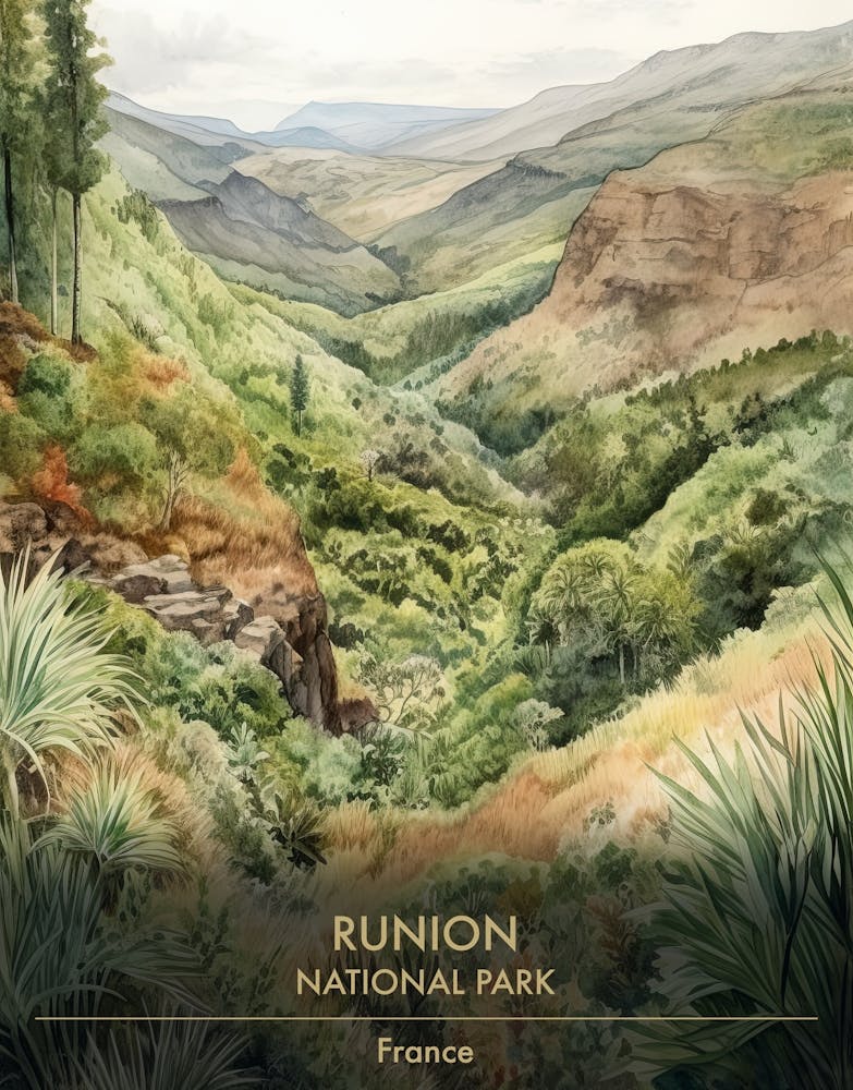 Runion National Park Frankreich Aquarell 1