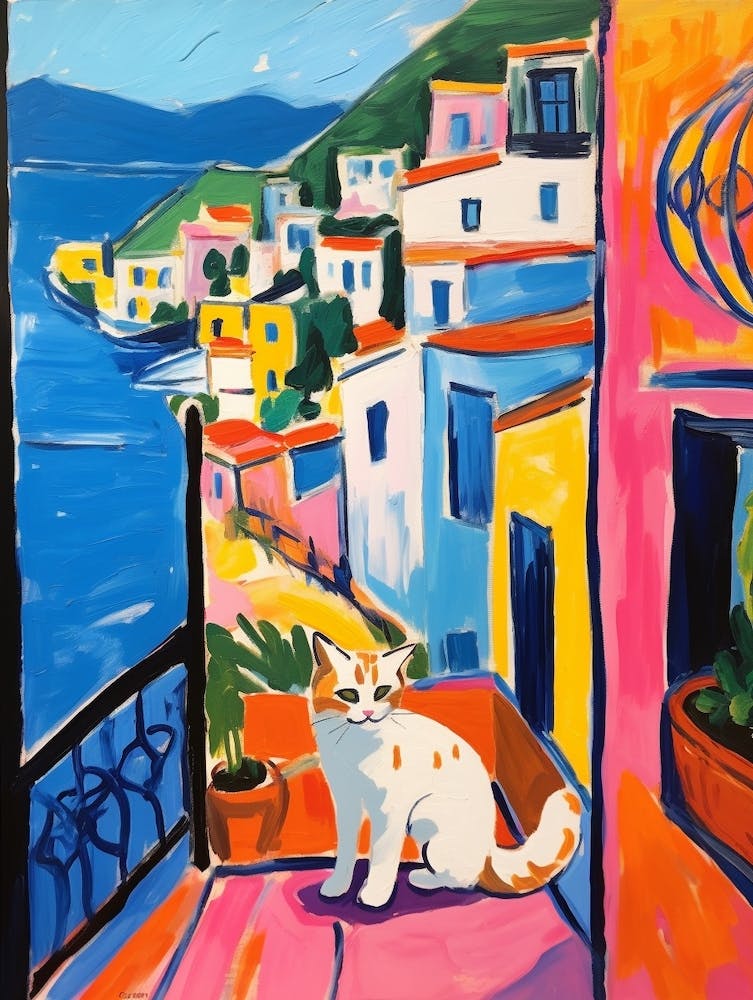 Painting Of A Cat In Sorrento Italy 1