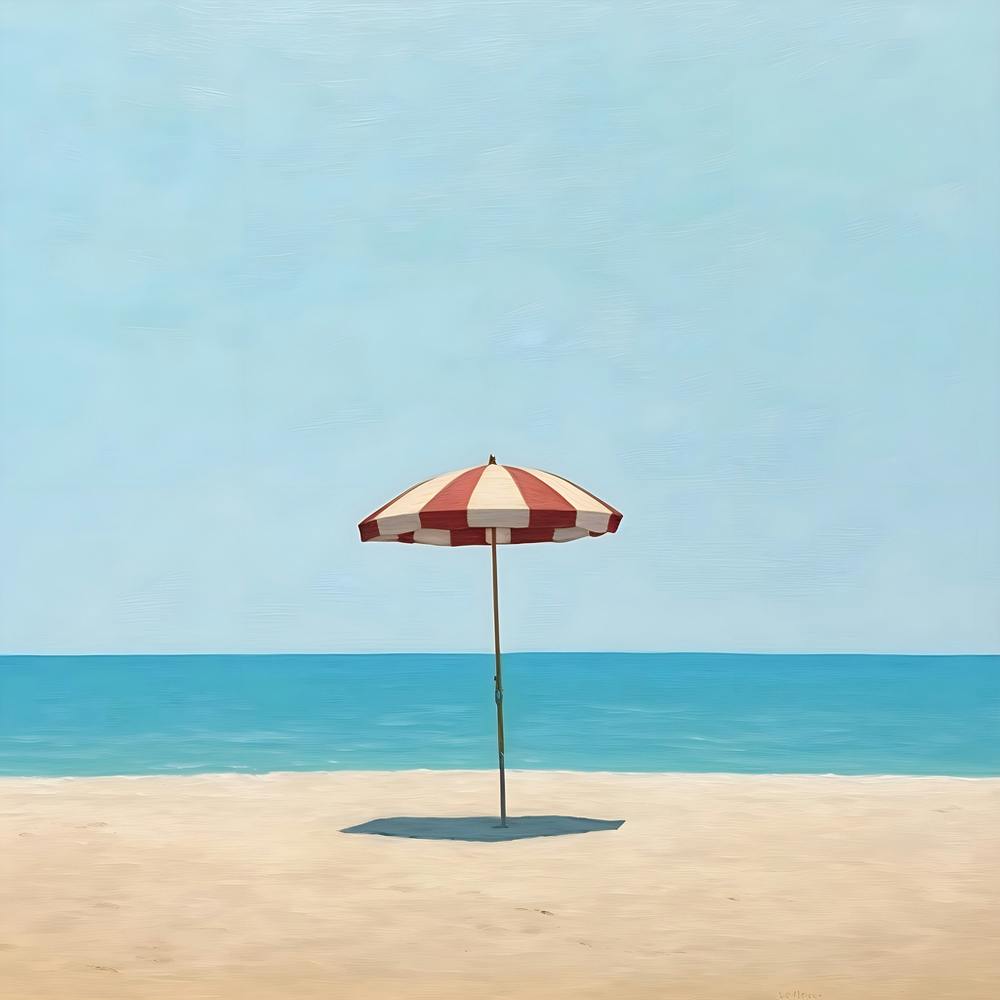 Beach Umbella Vacation Oil Painting
