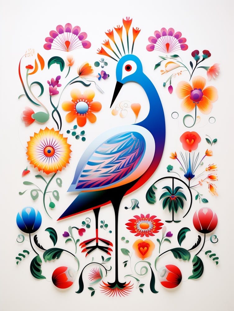 Scandinavian Bird Illustration Crane 3