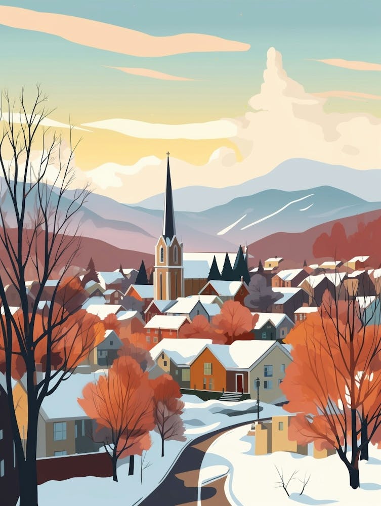 Vintage Winterreise-Illustration Boulder Colorado 2