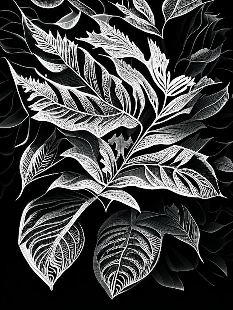 Myrtle Leaf Linocut 1