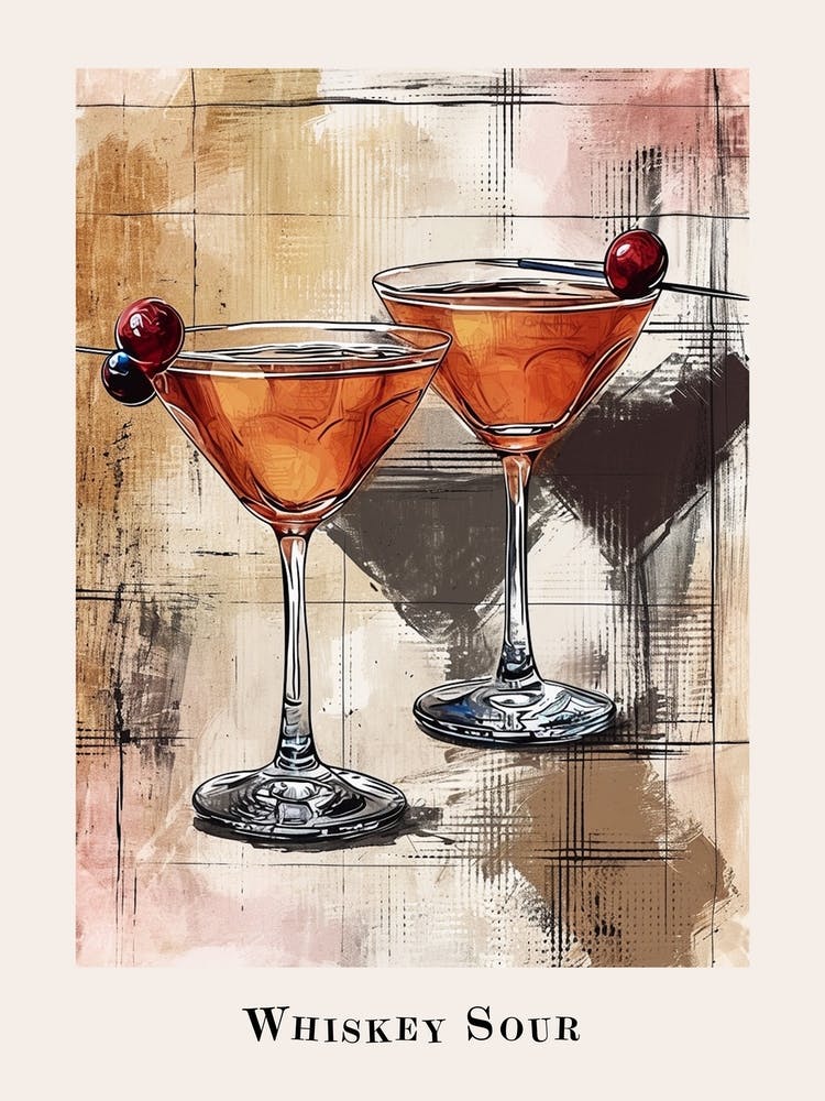 Whiskey Sour Watercolour Illustration