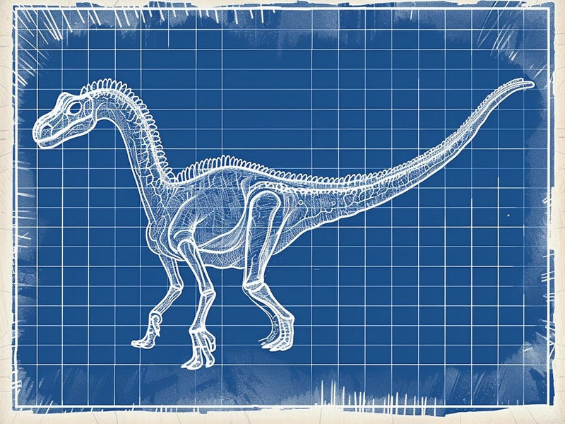 Detailed Blue Dinosaur Blueprint