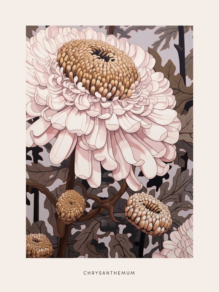 Flower Illustration Chrysanthemum 2 Poster