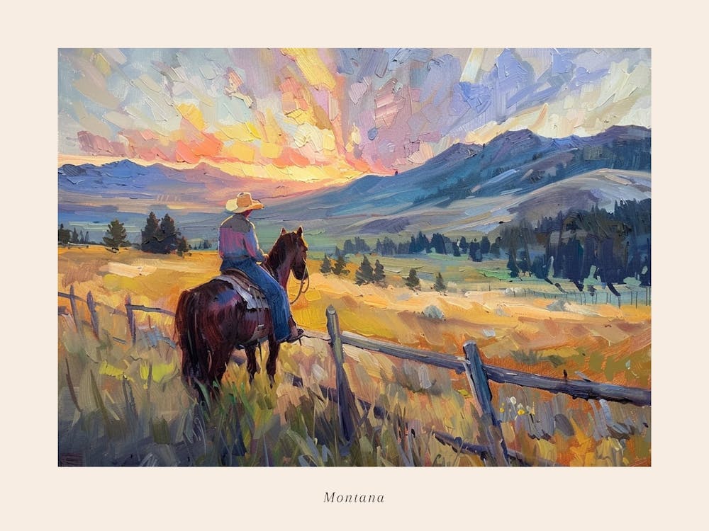 Western Sunset Landscapes Montana 1 Poster
