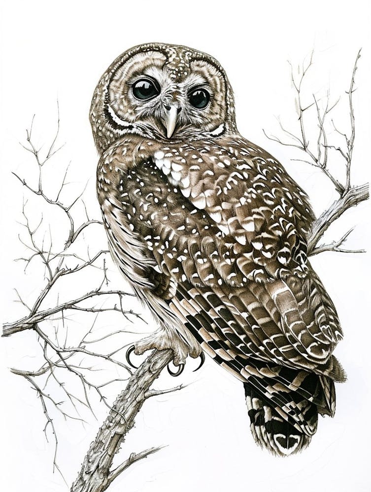 Spotted Owl Drawing 1