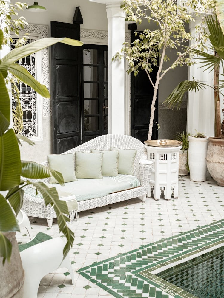 Moroccan Riad In White And Green