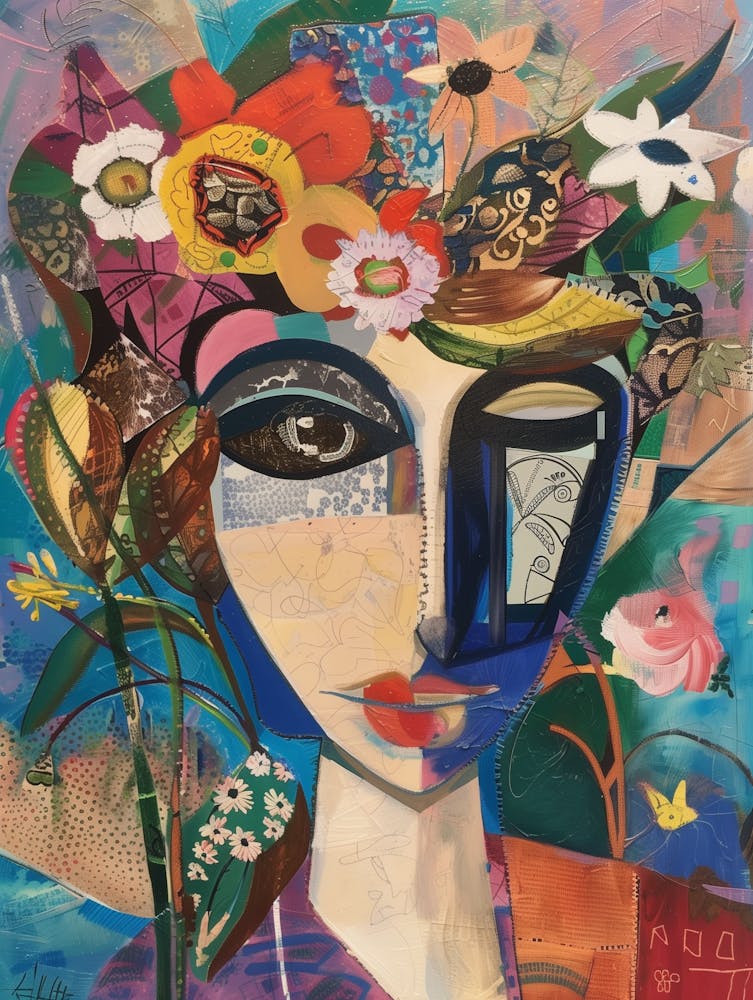 Woman With Flowers On Her Head