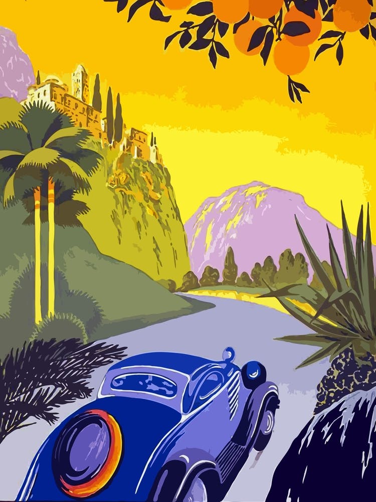 Greece By Car, Vintage Travel Poster