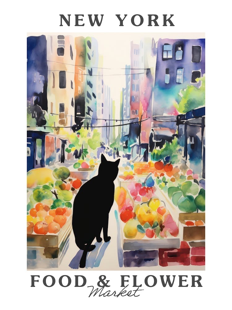 Food Market With Cats In New York 3 Poster