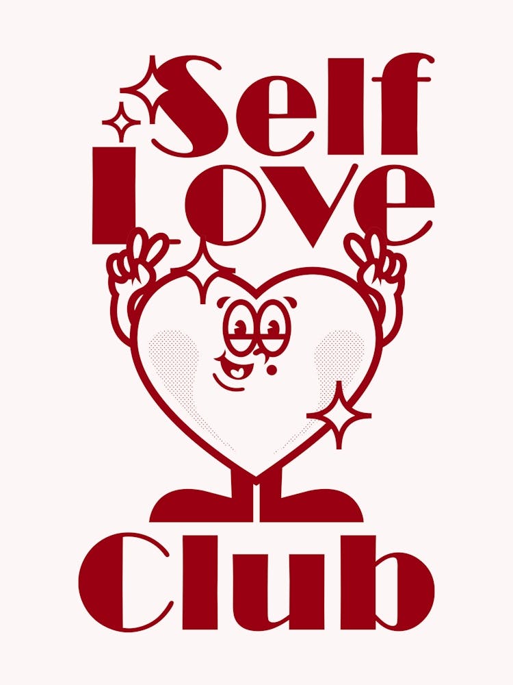 Retro Wall Art Vintage Decor Retro Cartoon Printable Art Retro Vintage Wall Art Self Love Club Trendy Retro Poster