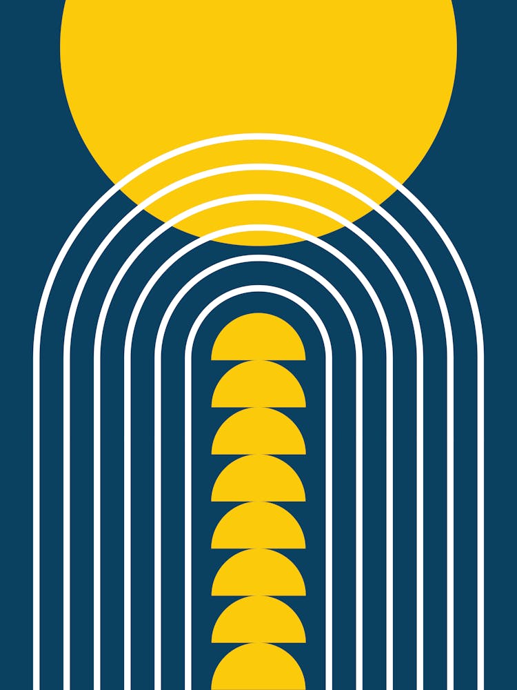 Modern Mid Century Gateway Sun Rainbow 12 In Navy Blue Orange 01 1