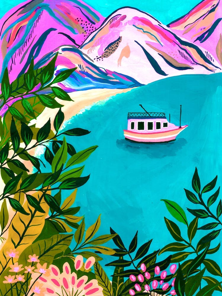 Tropical boat scene 