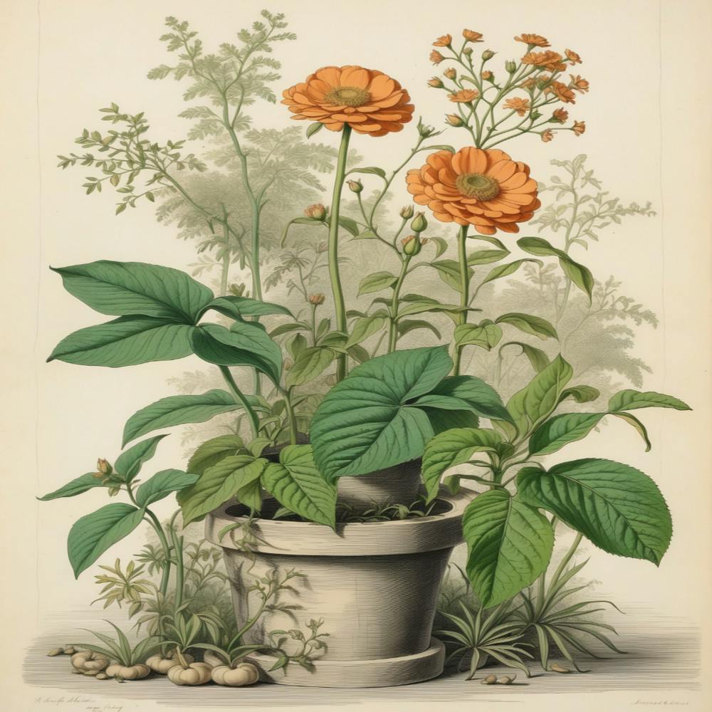 Orange Flowers In A Pot