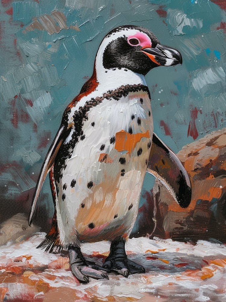 African Penguin Bartolom Island Oil Painting 3