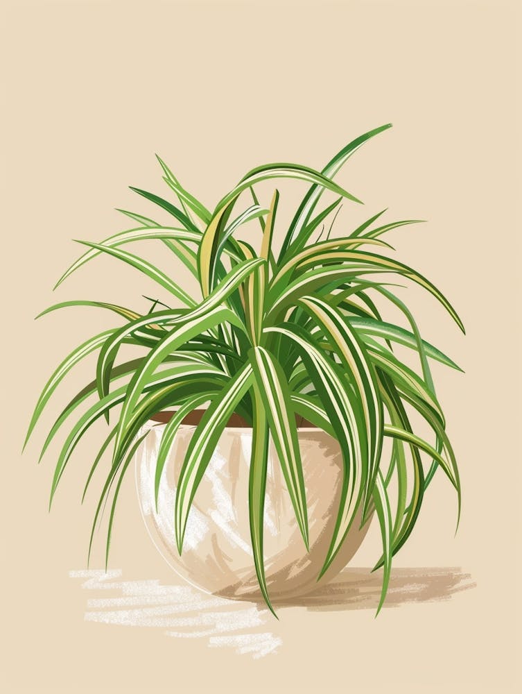 Spider Plant Minimalist Illustration 7