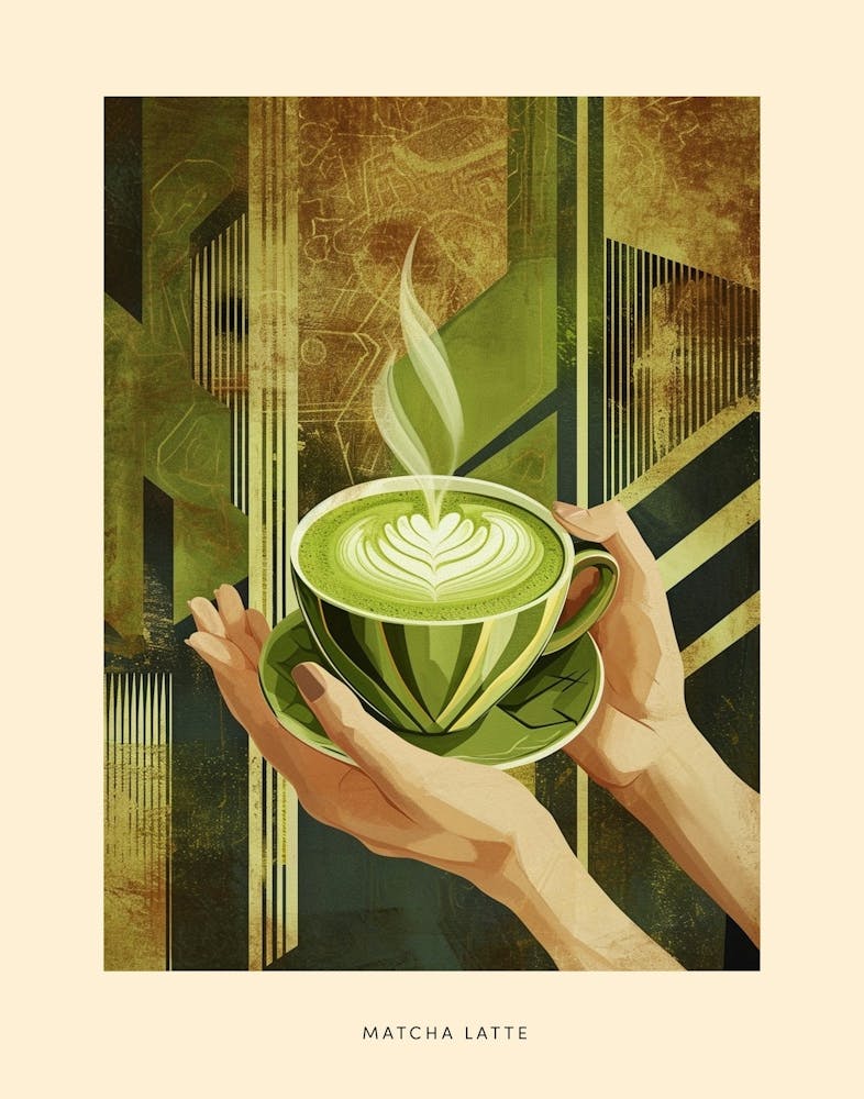 Matcha Latte Art Deco Poster 2