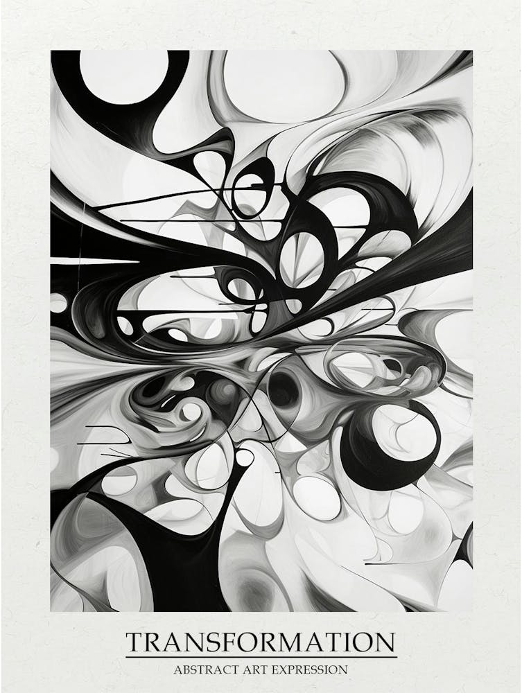 Transformation Abstract Black And White 6 Poster