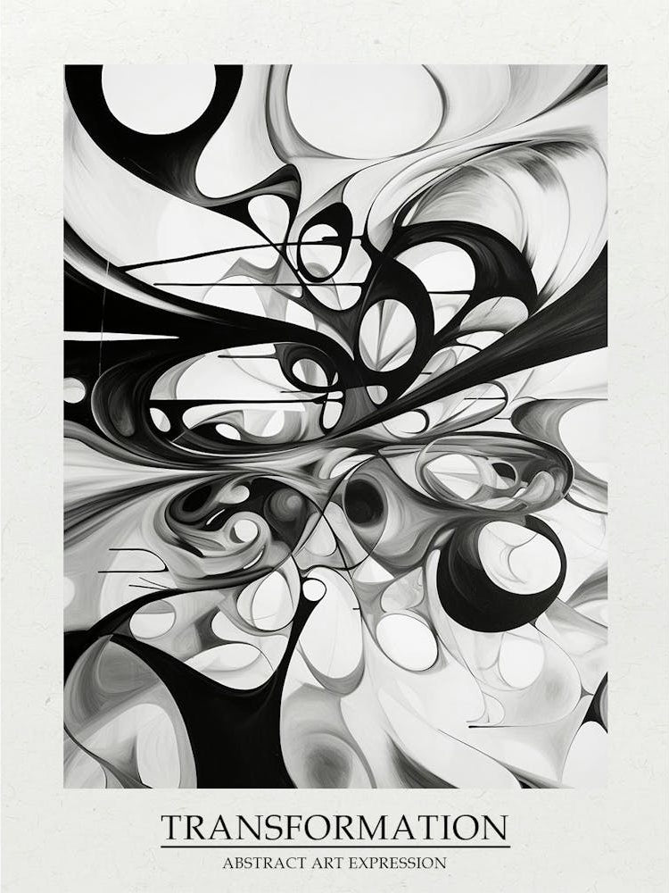 Transformation Abstract Black And White 6 Poster