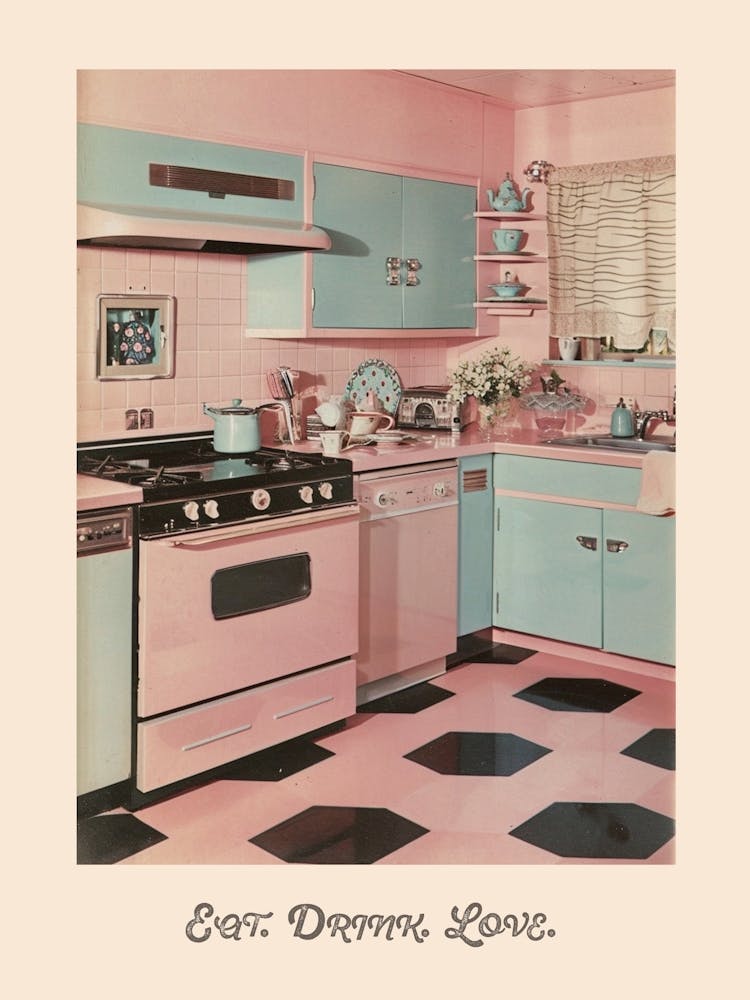 Vintage Kitchen Eat Drink Love Poster 1
