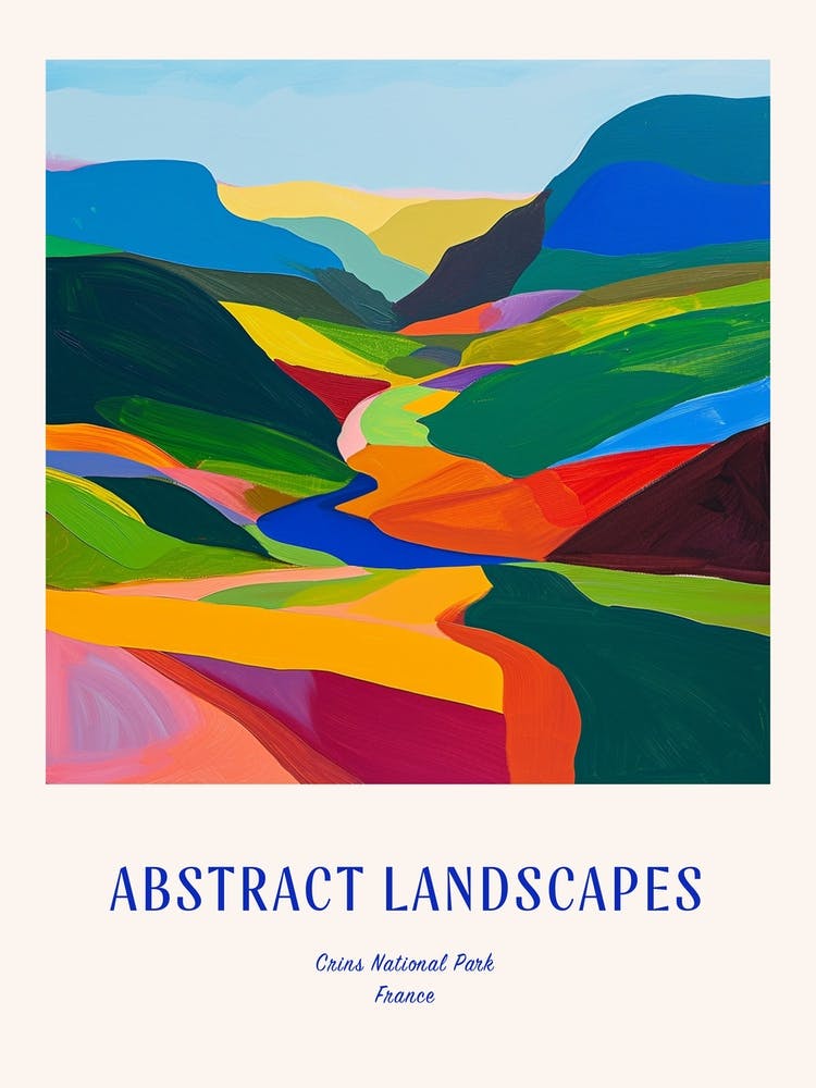 Colourful Abstract Crins National Park France 3 Poster Blue