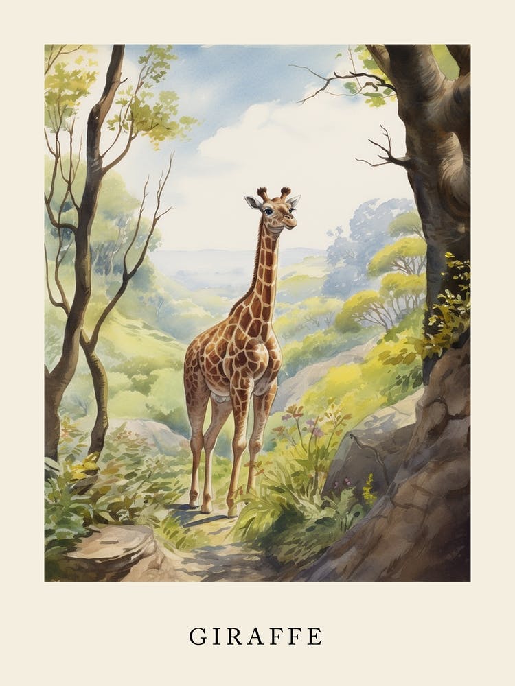 Beatrix Potter Inspiriertes Tier-Aquarell Giraffe 1