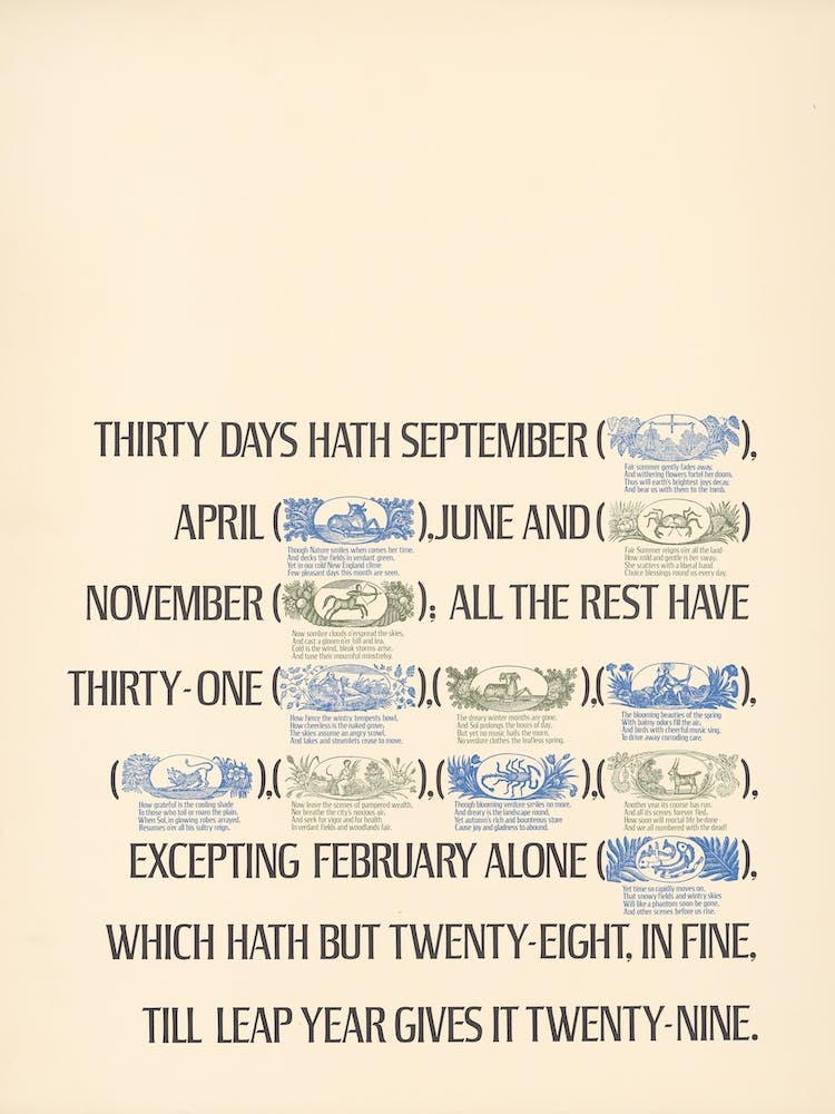 Thirty Days Hath September Poster, Herb Lubalin