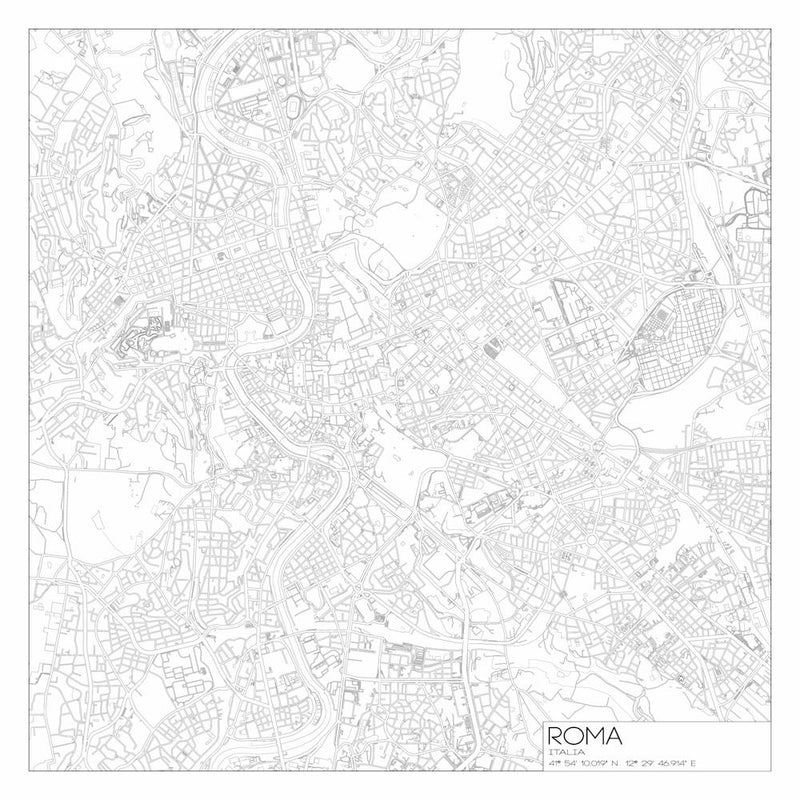 Roma Italia city map black on white blueprint design