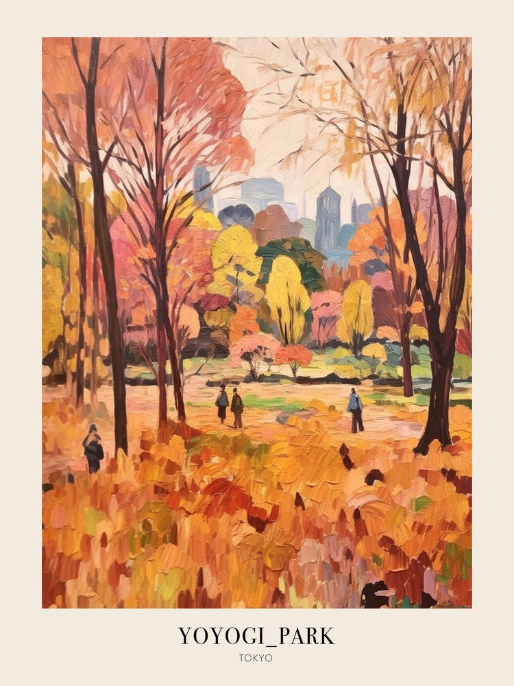 Autumn City Park Painting Yoyogi Park Tokyo 2 Poster