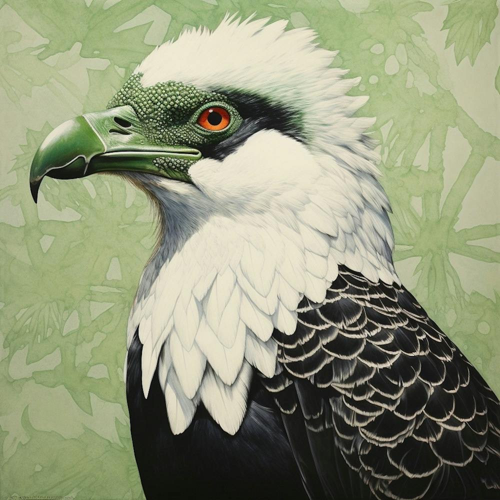 Ohara Koson Inspired Bird Painting Crested Caracara 2 Square