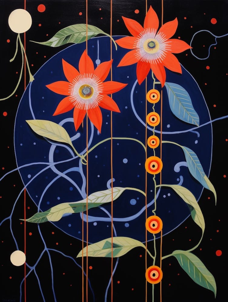 Passionflower 2 Hilma Af Klint Inspired Flower Illustration