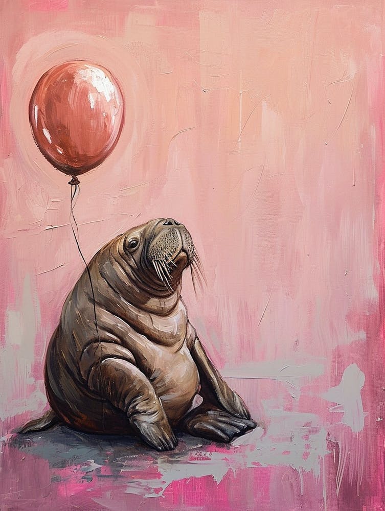 Cute Walrus 4 With Balloon