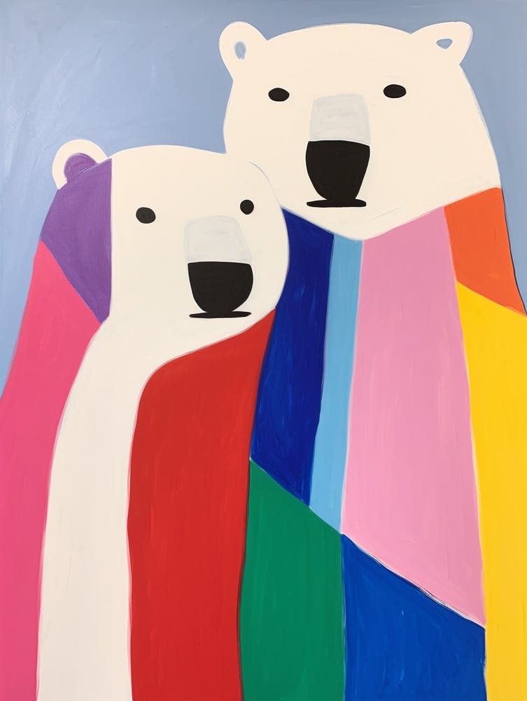Colourful Kids Animal Art Polar Bear 1