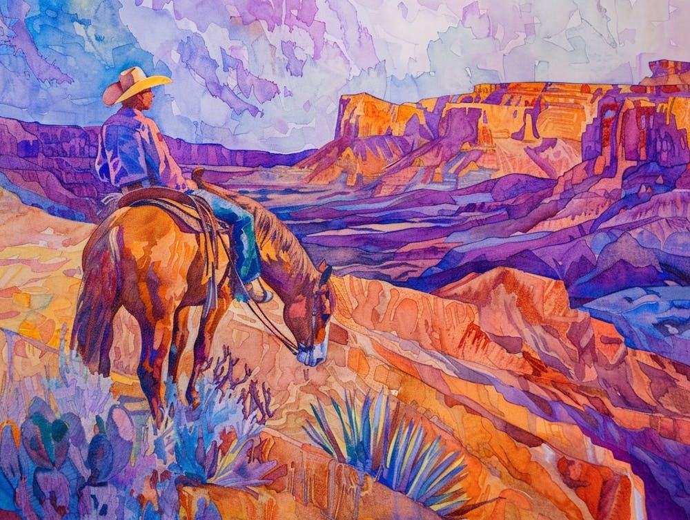 Cowboy Painting Red Rock Canyon Nevada 4