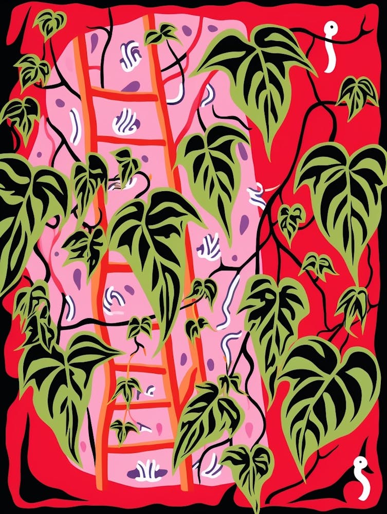 Pink And Red Plant Illustration Devils Ivy 2