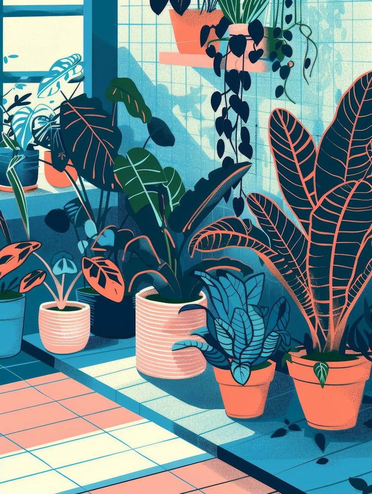 Illustration Of A Room With Plants 1