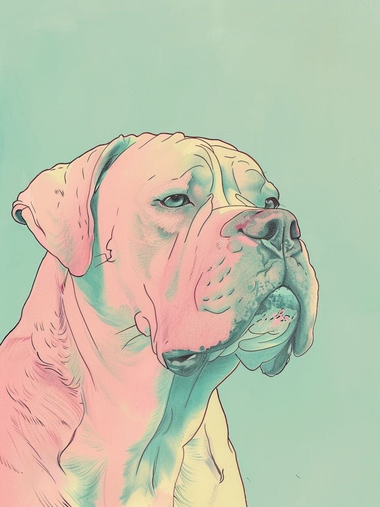 Pastel Neapolitan Mastiff Dog Pastel Line Illustration 3